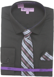 BOYS DRESSY SHIRTS (LONG SLEEVE) BLACK/BLACK